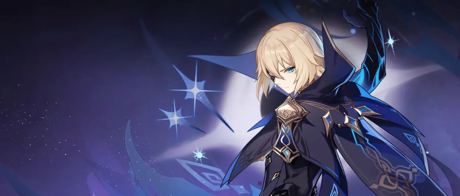 Dainsleif, the Bough Keeper of Genshin Impact, in his dark cloak in official art, expected as a new 5-star in 7.8