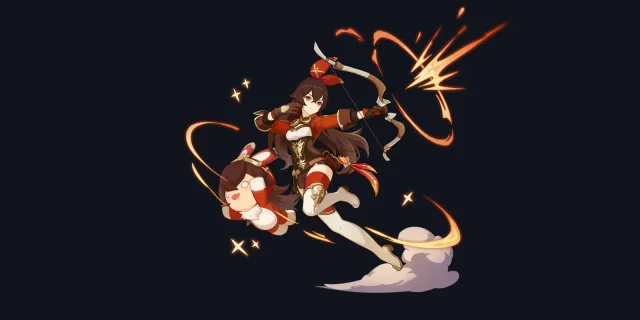 Amber wish art, Pyro Bow character | Genshin Impact