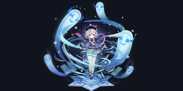 Qiqi wish art, Cryo Sword character | Genshin Impact
