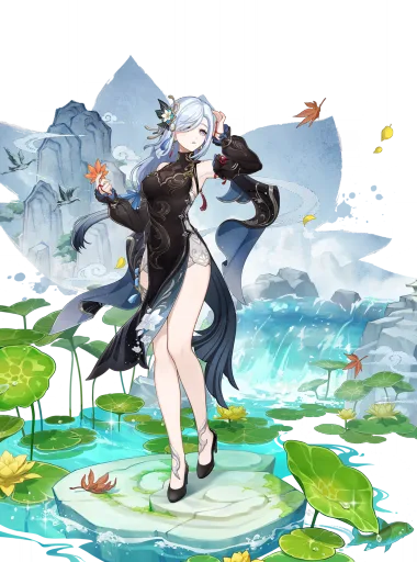 Shenhe — Frostflower Dew outfit | Genshin Impact
